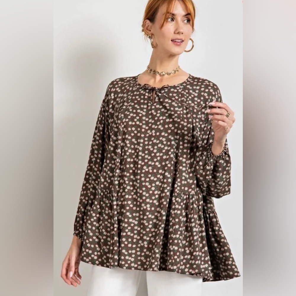 Easel Floral Printed Loose-Fit Tunic Size Small NWT